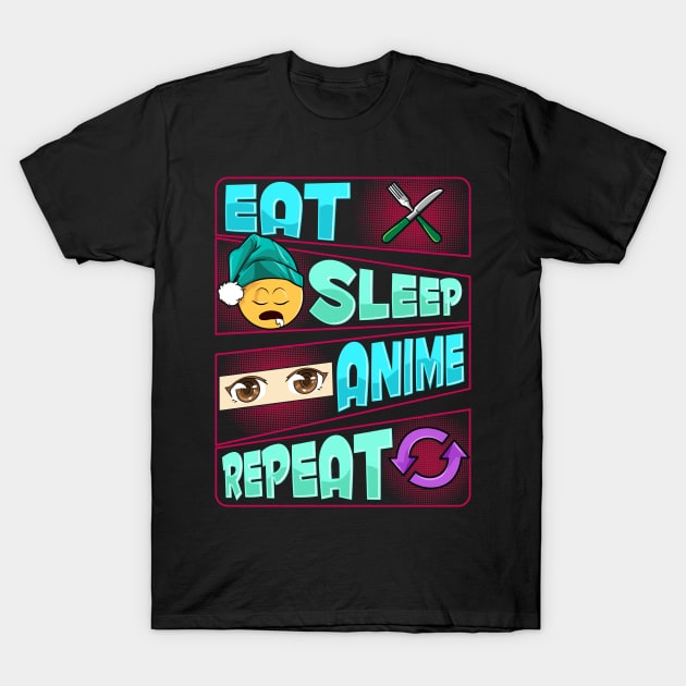 Cute & Funny Eat Sleep Anime Repeat Anime Lover T-Shirt by theperfectpresents